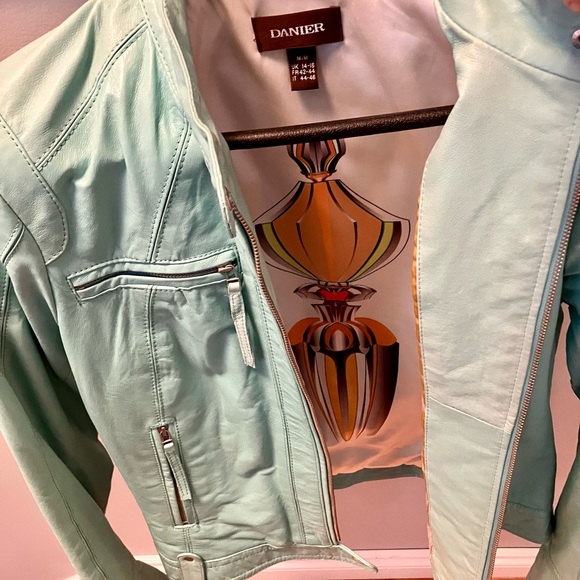 Danier Teal Leather Jacket - Picture 5 of 6